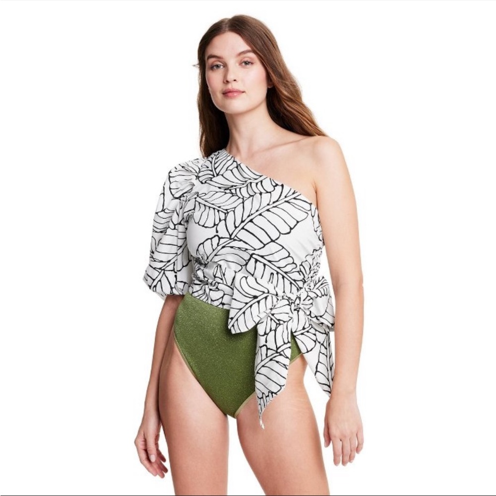 NWT Fe Noel x Target Sketch Palm Leaf Print Wrap Tie One Shoulder Top